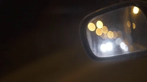 Car driving fast in the night city Stock Footage