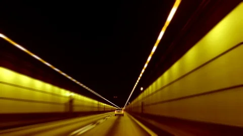 Car driving fast through tunnel. Stock Footage 93698464