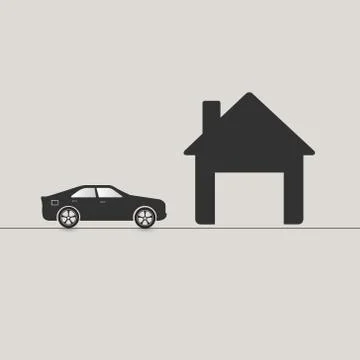 Car driving to garage Stock Illustration