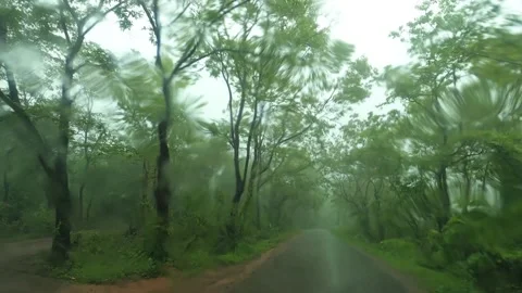 Car driving in heavy rain Video stock 156592976