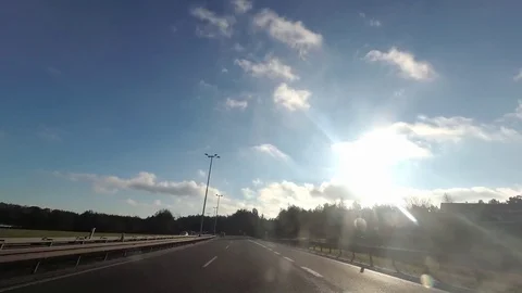 Car driving on a highway, dash cam Video stock 84769464