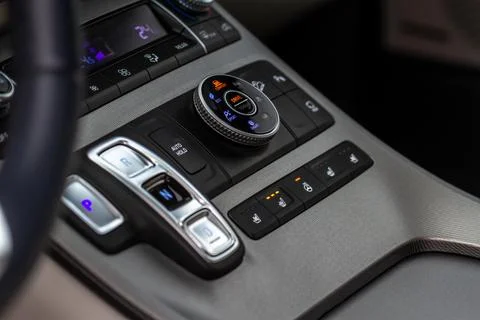 Car driving mode switch. Drive mode selector button. Stock Photos