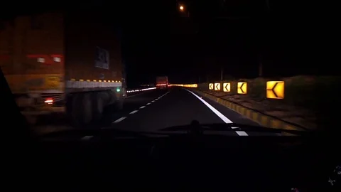 Car Driving at Night - Dashboard View Stock Footage 100404858