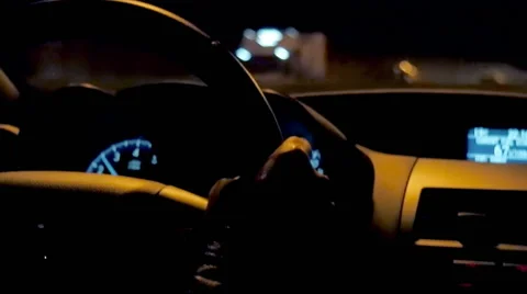 Car driving at night Stock Footage 56595316