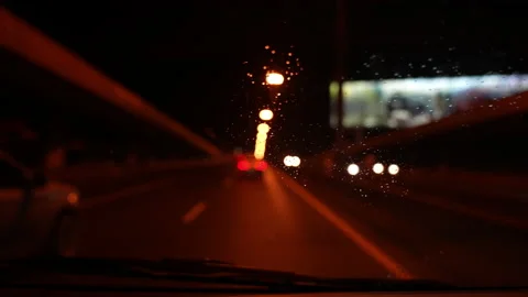 Car driving on night of slow motion video  動画素材 221609071