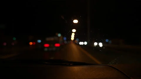 Car driving on night of slow motion video  動画素材 221609073