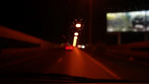 Car driving on night of slow motion video  Stock-Footage 221609196