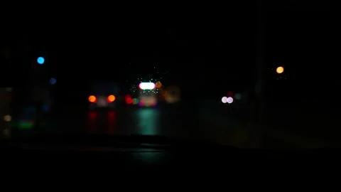 Car driving on night of slow motion video  Vidéo 221610249