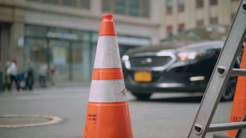 Car Driving Past Cone 스톡 동영상 112240785