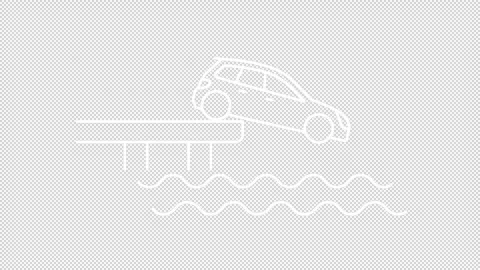 Car driving off pier animation Stock Footage 292768974