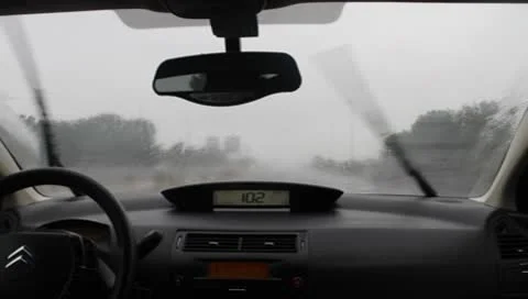 Car driving in the rain, from inside. Stock Footage 8946953