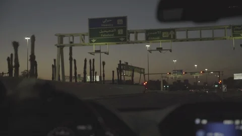 Car driving on road during sunset Stock Footage 85754068