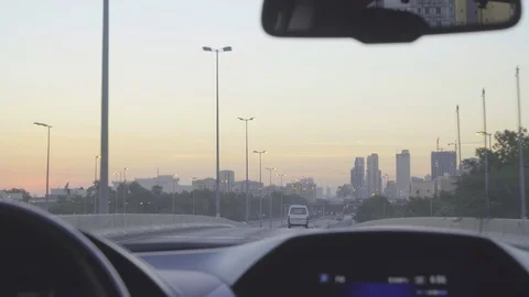 Car driving on road during sunset Video stock 85754656