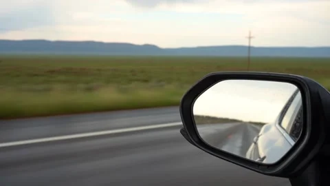 Car driving side view mirror. Rear view. Wing mirror Video stock 130193300
