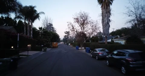 Car driving, Speeding down California street Stock Footage 85542763