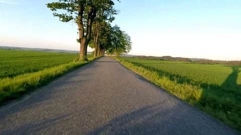 Car driving in spring time in rural countryside Stock Footage 87312637