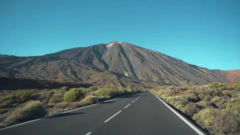 Car Driving To Teide Volcano Stock Footage 121858601