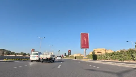 Car Driving Through Active Streets New Cairo Showing Buildings Traffic Vehicles Stock Footage 329671417