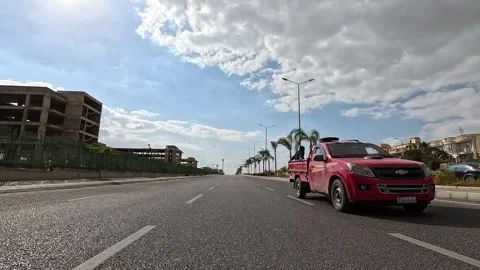 Car Driving Through Active Streets New Cairo Showing Buildings Traffic Vehicles Stock Footage 330034791