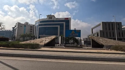 Car Driving Through Active Streets New Cairo Showing Buildings Traffic Vehicles Stock Footage 330097542