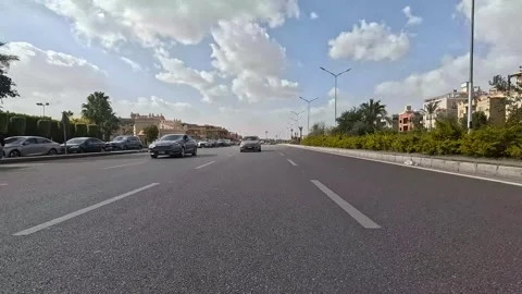 Car Driving Through Bright Streets New Cairo Showing Buildings Traffic Vehicles Stock Footage 329658819