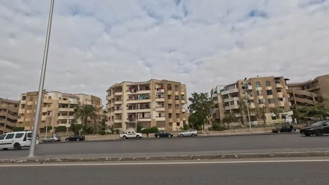 Car Driving Through Bright Streets New Cairo Showing Buildings Traffic Vehicles Stock Footage 329744117
