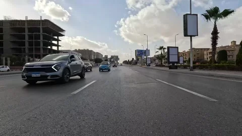 Car Driving Through Calm Streets New Cairo Showing Buildings Traffic Vehicles Stock Footage 329659604