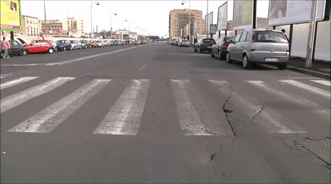 Car driving through city during day. Timelapse Catania. Stock Footage 43704672