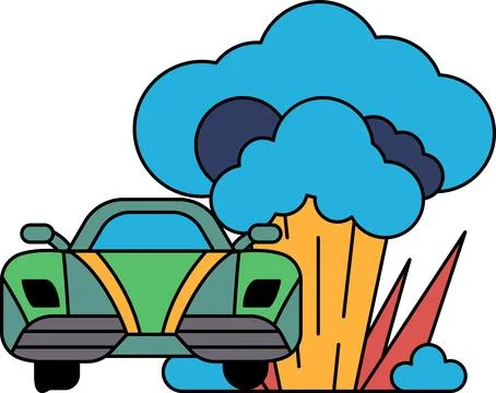 A car is driving through a cloud of smoke Stock Illustration