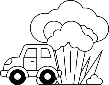 A car is driving through a cloud of smoke Stock Illustration