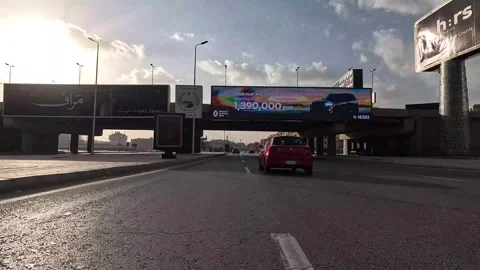 Car Driving Through Contemporary Modern Roads New Cairo Showing Buildings Stock Footage 329657055