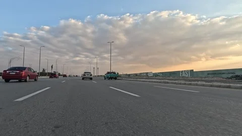 Car Driving Through Contemporary Roads New Cairo Showing Buildings Traffic Stock Footage 329949860