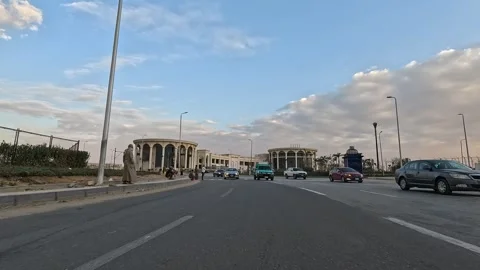 Car Driving Through Contemporary Roads New Cairo Showing Buildings Traffic Stock Footage 329952422
