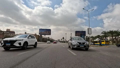 Car Driving Through Contemporary Roads New Cairo Showing Buildings Traffic Stock Footage 330114643