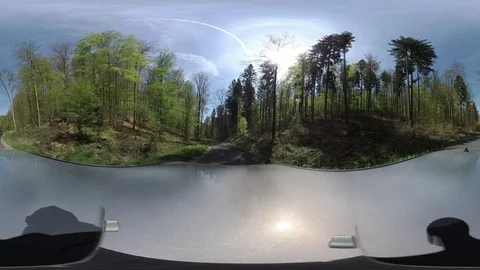 Car driving through Deciduous forest, VR360, VR, 360VR, 360 Video, Video stock 106883742