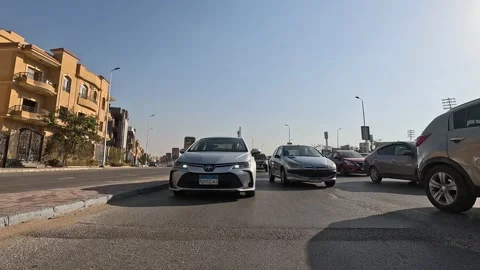 Car Driving Through Developed District Streets New Cairo Showing Buildings Stock Footage 329813306