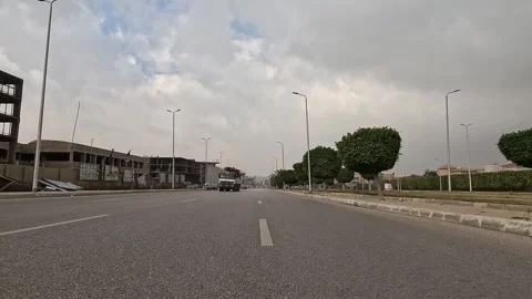 Car Driving Through Developed District Streets New Cairo Showing Buildings Stock Footage 330111288