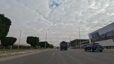 Car Driving Through Expansive Modern Roads New Cairo Showing Buildings Traffic Stock Footage 329723168