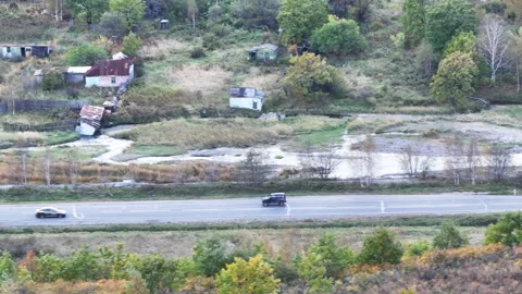 Car Driving Through Forest Path Stock Footage 265828431