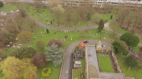 Car driving through graveyard Stock Footage 180507078