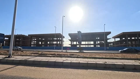 Car Driving Through Growing Modern Roads New Cairo Showing Buildings Traffic Stock Footage 329683597