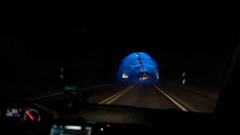 Car Driving Through laerdal Tunnel in the Norway. Stock Footage 102403306