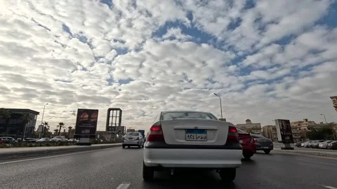 Car Driving Through Large Roads New Cairo Showing Buildings Traffic And Urban Stock Footage 329694659