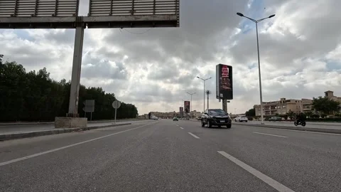 Car Driving Through Lively Urban District Roads New Cairo Showing Buildings Stock Footage 330114850