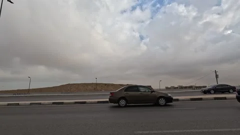 Car Driving Through Modern Planned Residential Roads New Cairo Showing Buildings Stock Footage 330092749