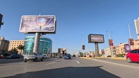 Car Driving Through Orderly Modern Roads New Cairo Showing Buildings Traffic Stock Footage 329674222