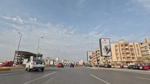 Car Driving Through Orderly Modern Roads New Cairo Showing Buildings Traffic Stock Footage 329752930