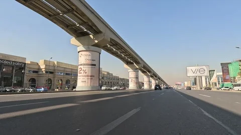 Car Driving Through Orderly Residential Roads New Cairo Showing Buildings Stock Footage 329804403