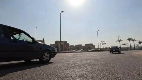 Car Driving Through Quiet District Streets New Cairo Showing Buildings Traffic Stock-Footage 329807273