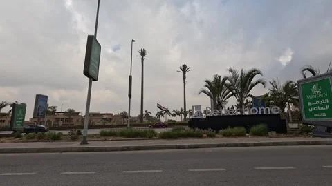 Car Driving Through Quiet District Streets New Cairo Showing Buildings Traffic Stock Footage 330096243